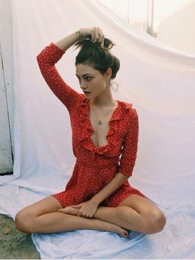Realisation Par Red Star Mini Wrap Dress Womens Size XS